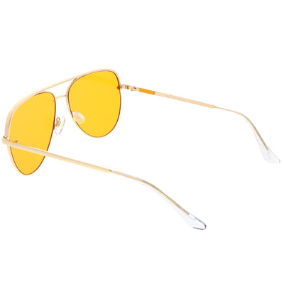 Premium Metal Flat Color Tone Lens Aviator Sunglasses 60mm C466