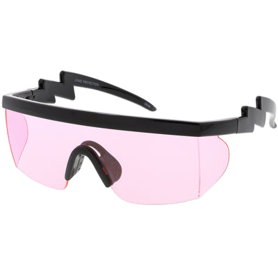 Retro Flat Top Color Tone Half Frame Goggle Shield Sunglasses C546
