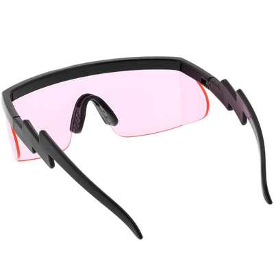 Retro Flat Top Color Tone Half Frame Goggle Shield Sunglasses C546