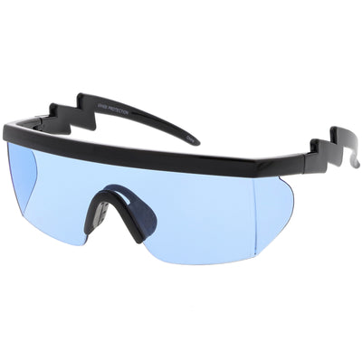 Retro Flat Top Color Tone Half Frame Goggle Shield Sunglasses C546