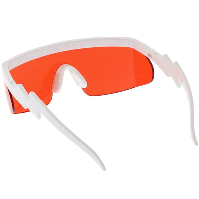 Retro Flat Top Color Tone Half Frame Goggle Shield Sunglasses C546