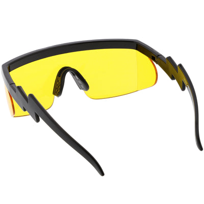 Retro Flat Top Color Tone Half Frame Goggle Shield Sunglasses C546