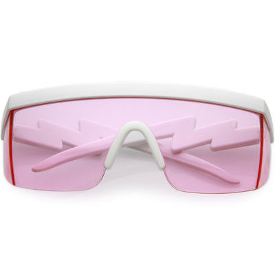 Retro Flat Top Color Tone Half Frame Goggle Shield Sunglasses C546