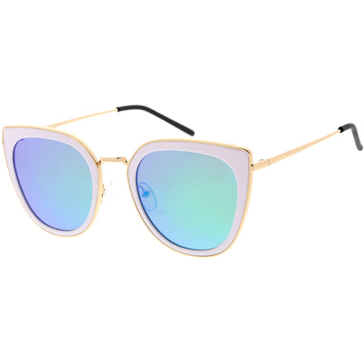 Women's Oversize Polarized Cat Eye Metal Frame Sunglasses C822