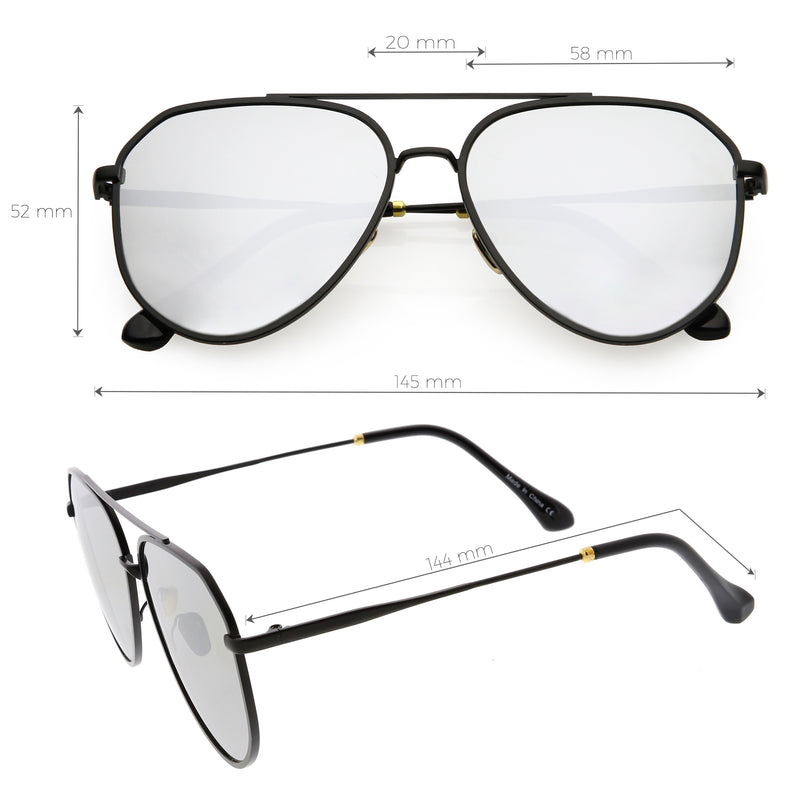 Oversize Retro Modern Mirrored Flat Lens Aviator Sunglasses C849