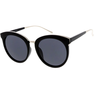 Women's Oversize Round Cat Eye Mirrored Flat Lens Sunglasses C872