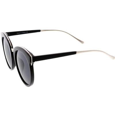 Women's Oversize Round Cat Eye Mirrored Flat Lens Sunglasses C872