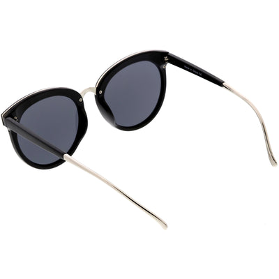 Women's Oversize Round Cat Eye Mirrored Flat Lens Sunglasses C872