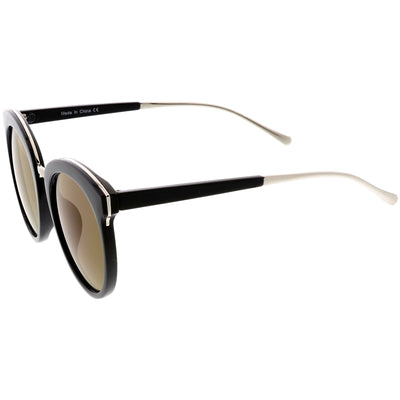 Women's Oversize Round Cat Eye Mirrored Flat Lens Sunglasses C872