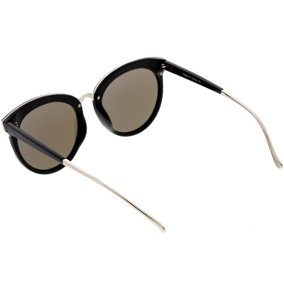 Women's Oversize Round Cat Eye Mirrored Flat Lens Sunglasses C872