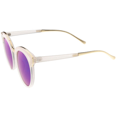 Women's Oversize Round Cat Eye Mirrored Flat Lens Sunglasses C872
