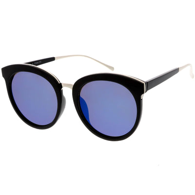 Women's Oversize Round Cat Eye Mirrored Flat Lens Sunglasses C872