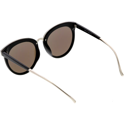Women's Oversize Round Cat Eye Mirrored Flat Lens Sunglasses C872