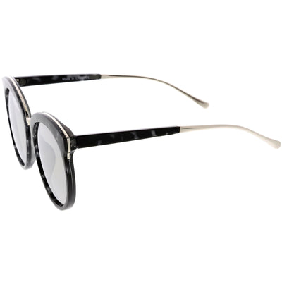 Women's Oversize Round Cat Eye Mirrored Flat Lens Sunglasses C872