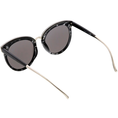 Women's Oversize Round Cat Eye Mirrored Flat Lens Sunglasses C872