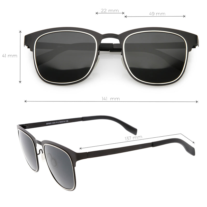 Classic Metal Polarized Lens Horn Rimmed Square Sunglasses C887