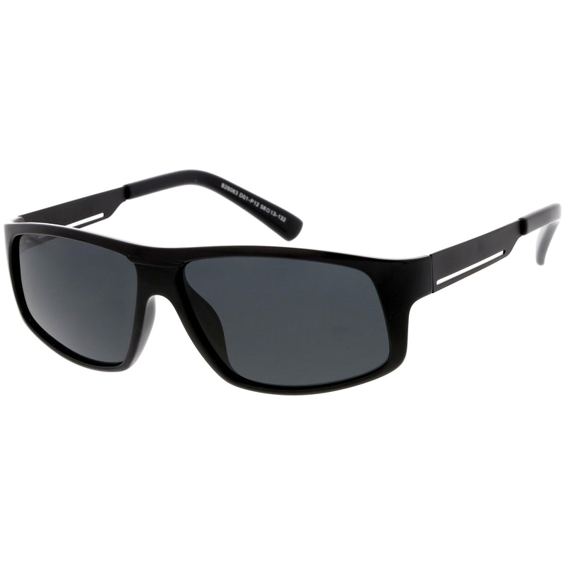 Lifestyle Flat Metal Arms Polarized Lens Rectangle Sunglasses C892