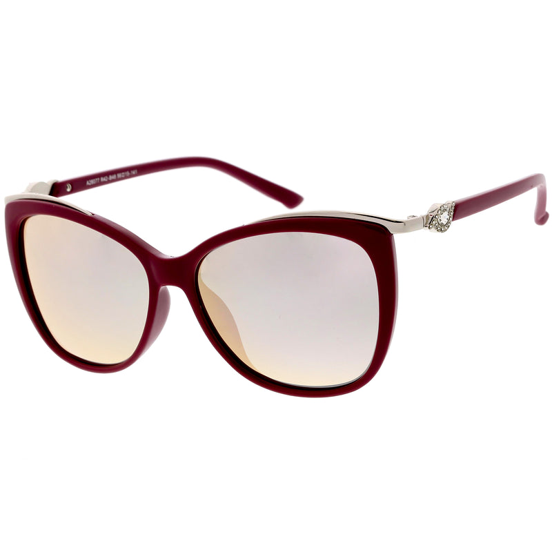 Classic Metal Trim Square Polarized Lens Cat Eye Sunglasses C897