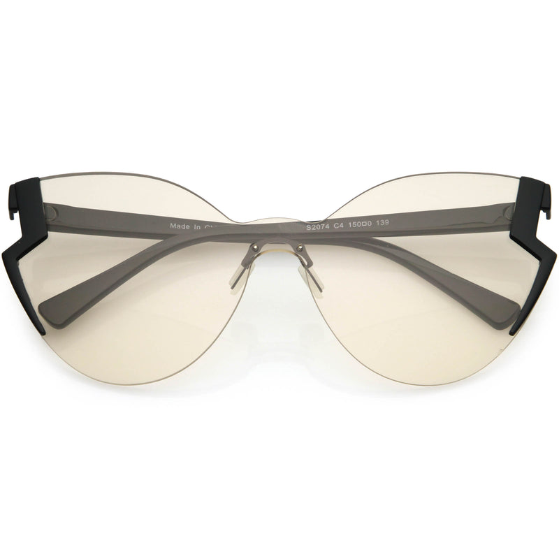 Oversize Women's Laser Cut Mono Lens Cat Eye Sunglasses C973