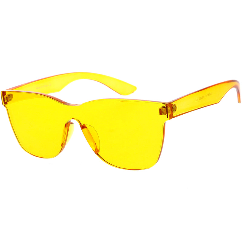 Rimless Colorful Translucent Horn Rimmed Mono Lens Shield Sunglasses D018