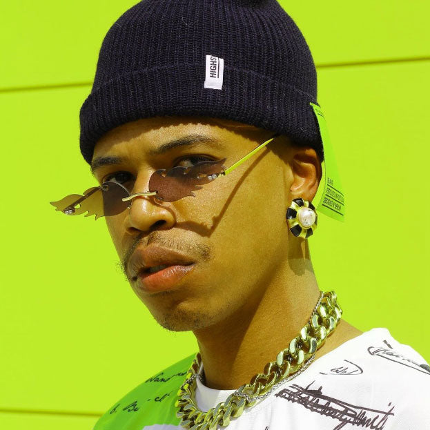 Bold Fire Flaming Shape Mirrored Lens Rimless Flames Sunglasses D081