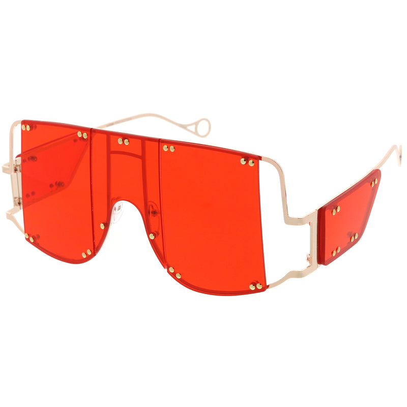 Premium High Fashion Rimless 5-Panel Color Lens Shield Sunglasses D095