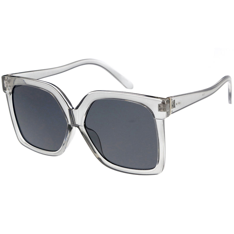 Elegant Neutral Colored Flat Lens Square Oversize Sunglasses D099