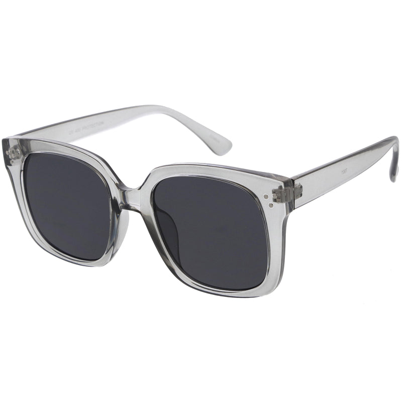 Posh Gafas de sol extragrandes con montura de cuerno cuadrada y lentes de color neutro D104