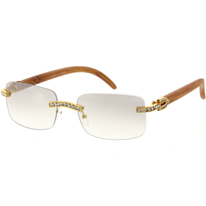 Luxe Medium Rhinestones Decorated Premium Square Sunglasses D129