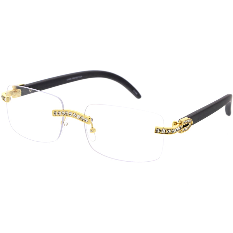 Premium Rhinestones Decorated Blue Light Square Glasses D182