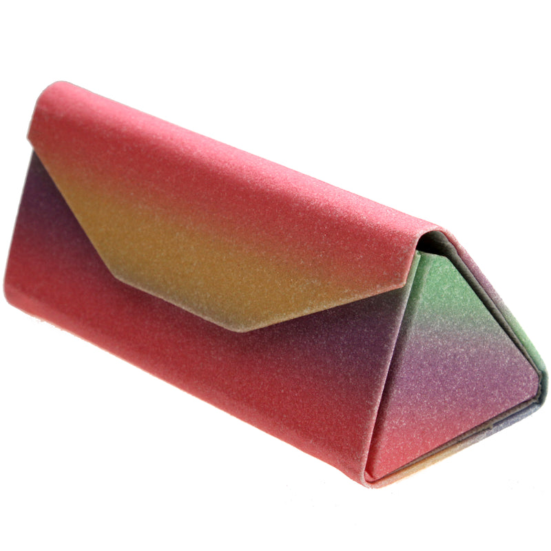 Fabuloso estuche portátil para gafas de sol de 6,5" Glitter Rainbow Tri Fold D198