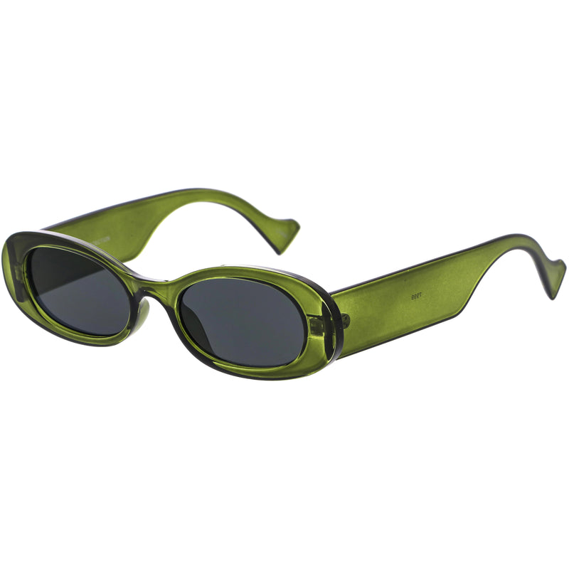 Rounded Retro Thick Rimmed Vintage Oval Sunglasses D210