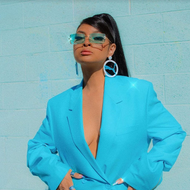 Luxe Color Tinted Bevelled Lens Metal Rectangle Sunglasses D224