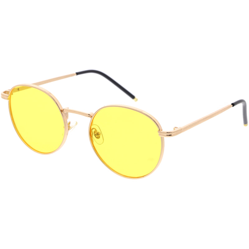 Elegant Chic Ultra Thin Metal Accented Circular Round Sunglasses D253