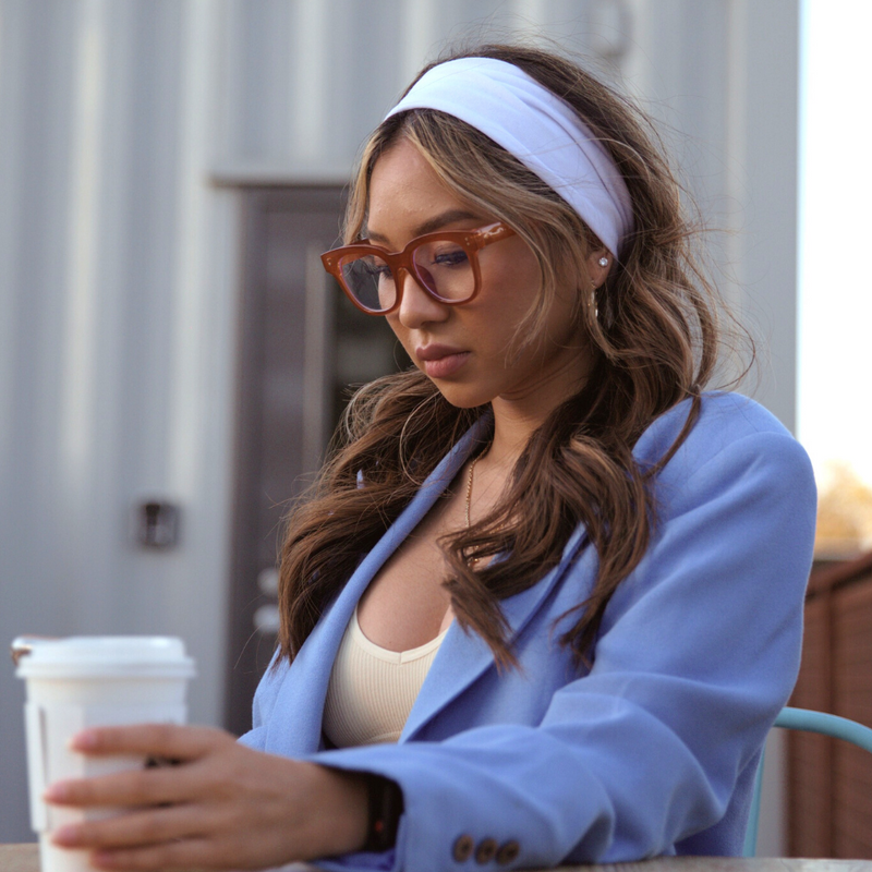 High Fashion Horn Rimmed Blue Light Protected Chunky Glasses D293