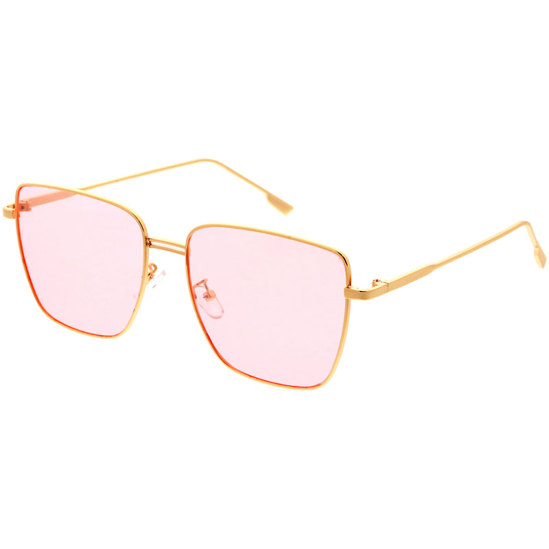 Sleek Retro Inspired Oversized Metal Square Sunglasses D308