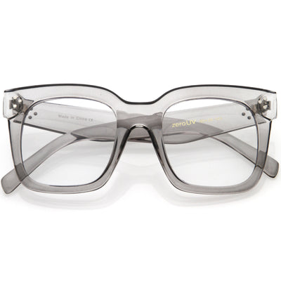 Gafas transparentes con lentes planas y montura de cuerno cuadrada de gran tamaño y atrevidas D093