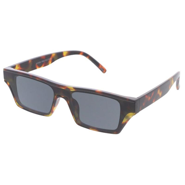 Thick Retro Rectangle Flame Arms Sunglasses D325, Black / Red Mirror | zeroUV