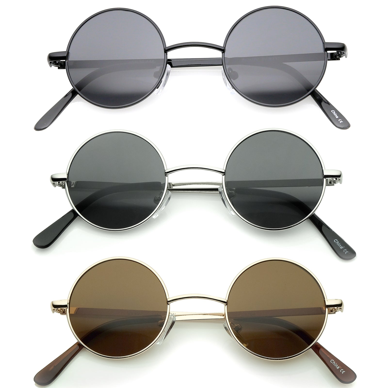 Retro 1970's Lennon Round Metal Sunglasses 9014 3-Pack