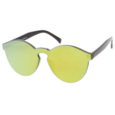 1980's Futuristic Monoblock Mirrored Flat Lens Sunglasses C123