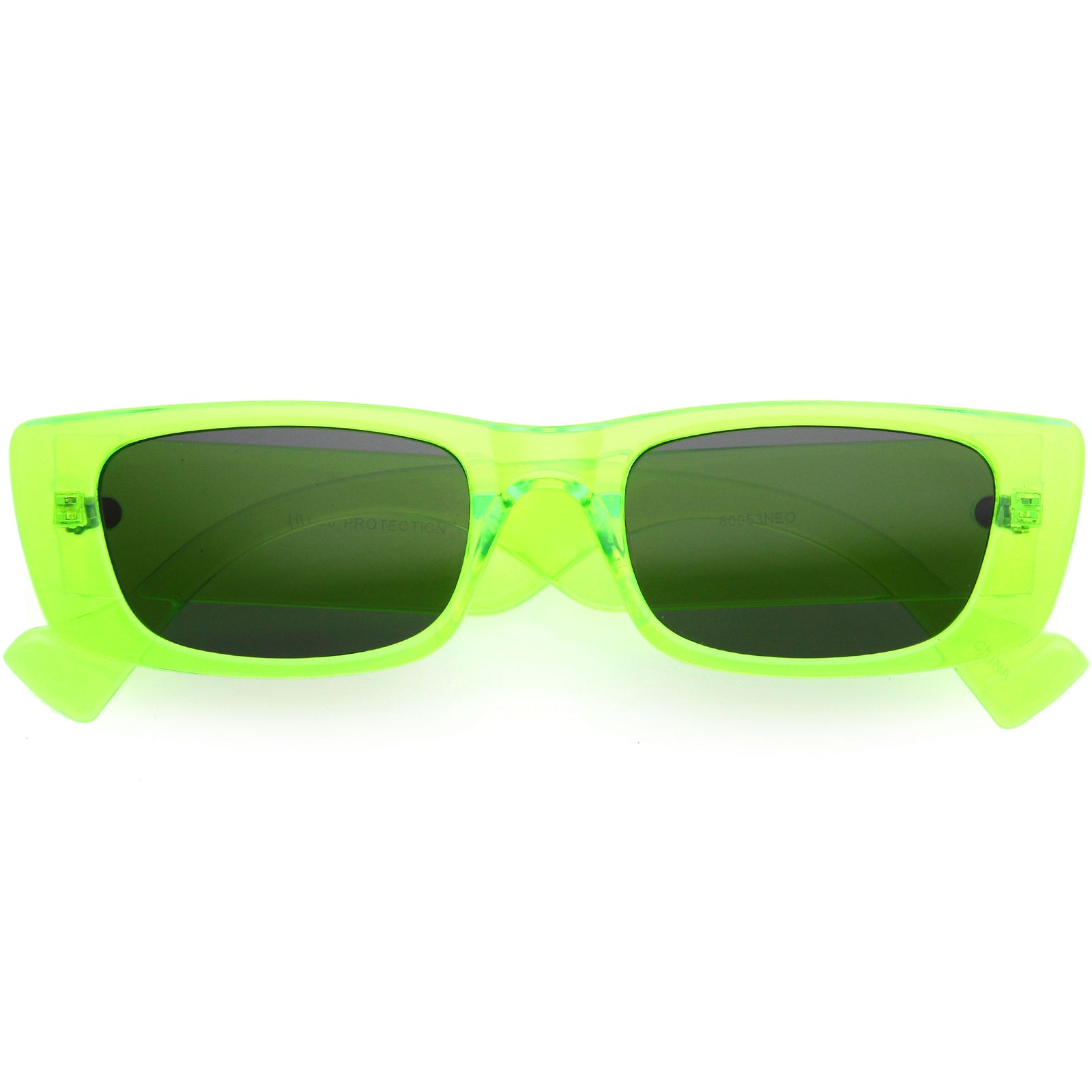 Neon Retro Wide Square Flat Lens Chunky Rectangle Sunglasses D264