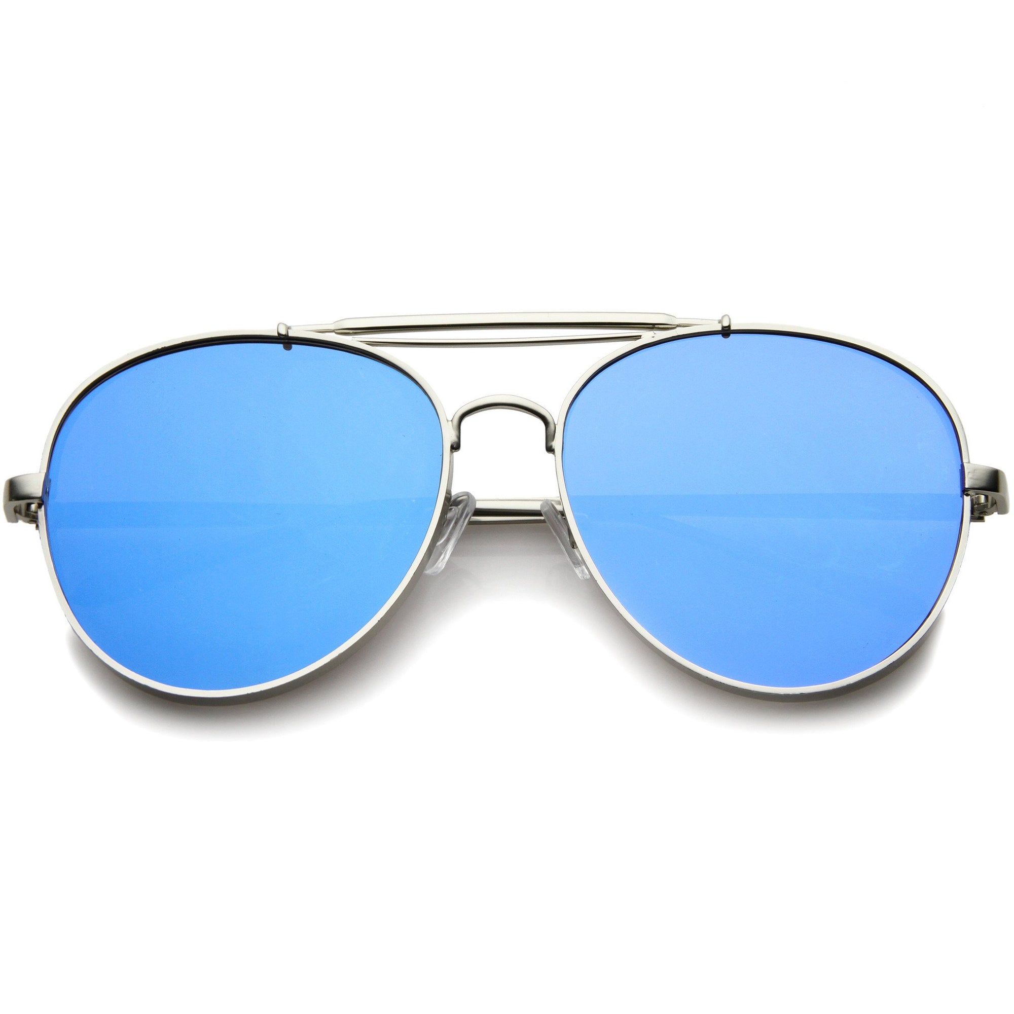 Metal Frame Flat Lens Side Cover Aviator Sunglasses - zeroUV