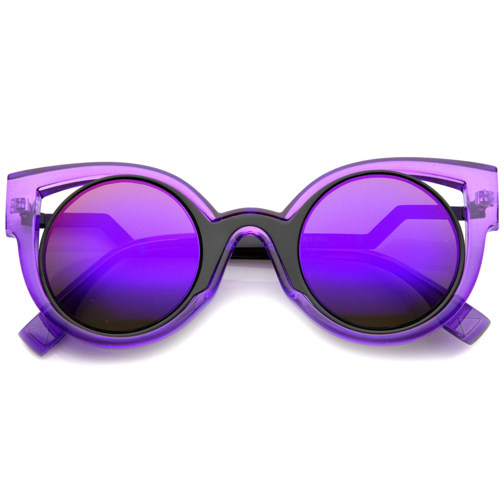 Colorful Festival Cat Eye Mirror Lens Sunglasses - zeroUV