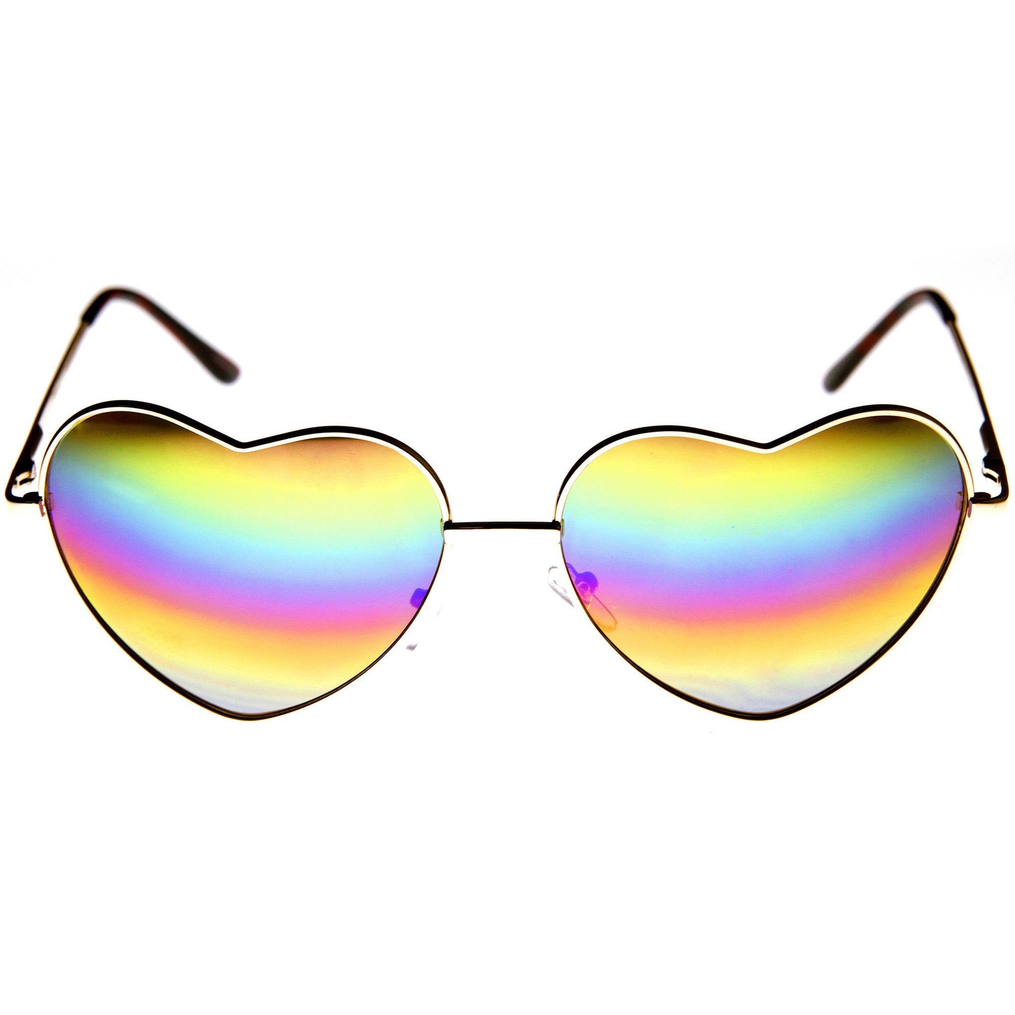 Women's Cute Flash Revo Lens Metal Heart Sunglasses - zeroUV