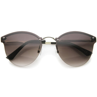 Gafas de sol ligeras con borde de cuernos de metal sin montura A215 - Lavanda negra plateada