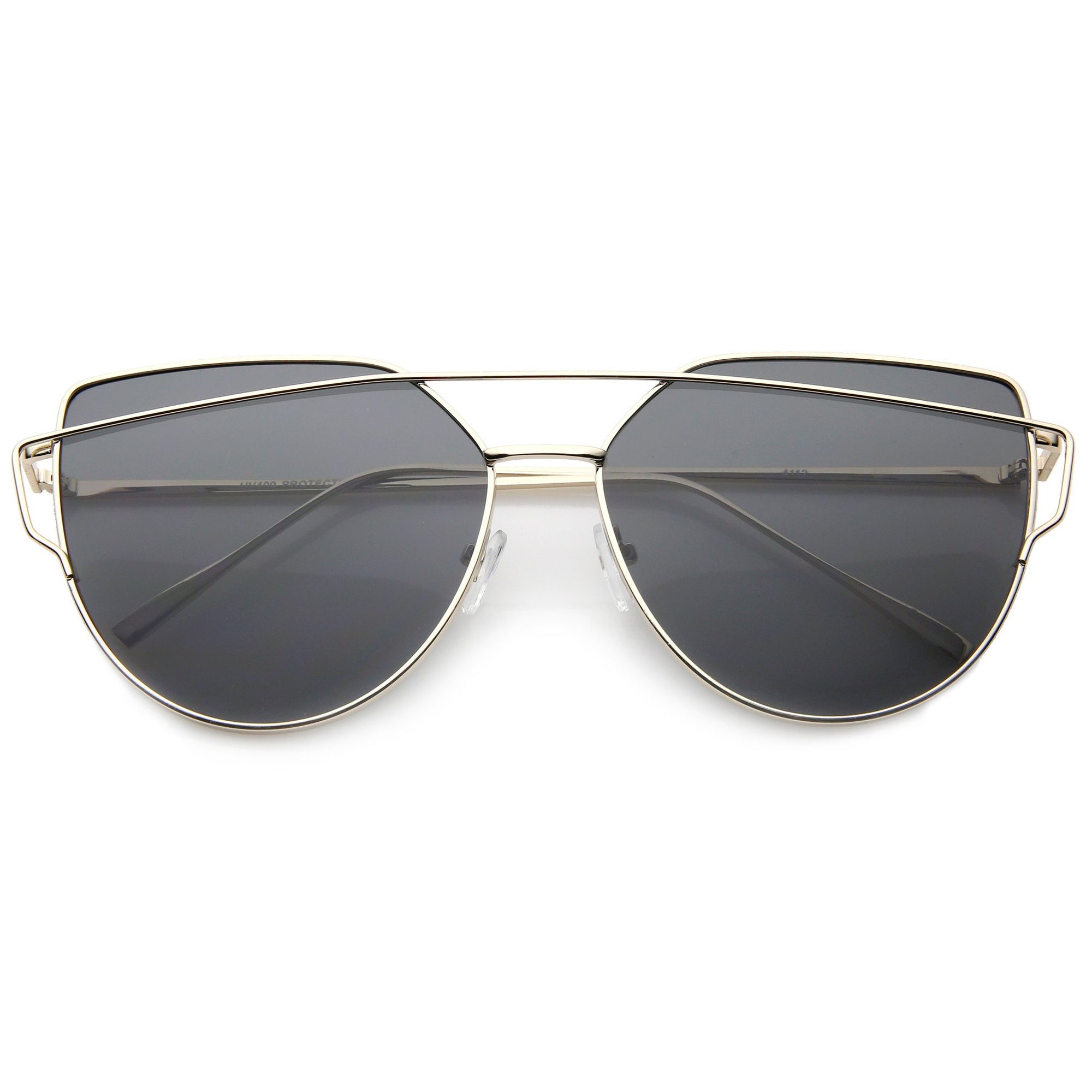 Women's Oversize Thin Temple Flat Lens Sunglasses - zeroUV