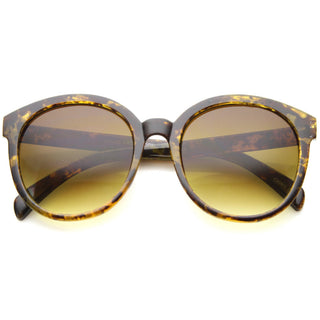 Women's Round Marble Print P3 Sunglasses A054 - Brown Marble Amber