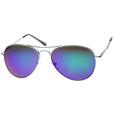 Retro Flash Color Mirrored Lens Metal Aviator Sunglasses 1485 - zeroUV