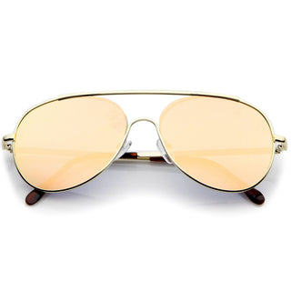 Modern Center Focus Mirror Lens Aviator Sunglasses A511 - Gold Pink Mirror