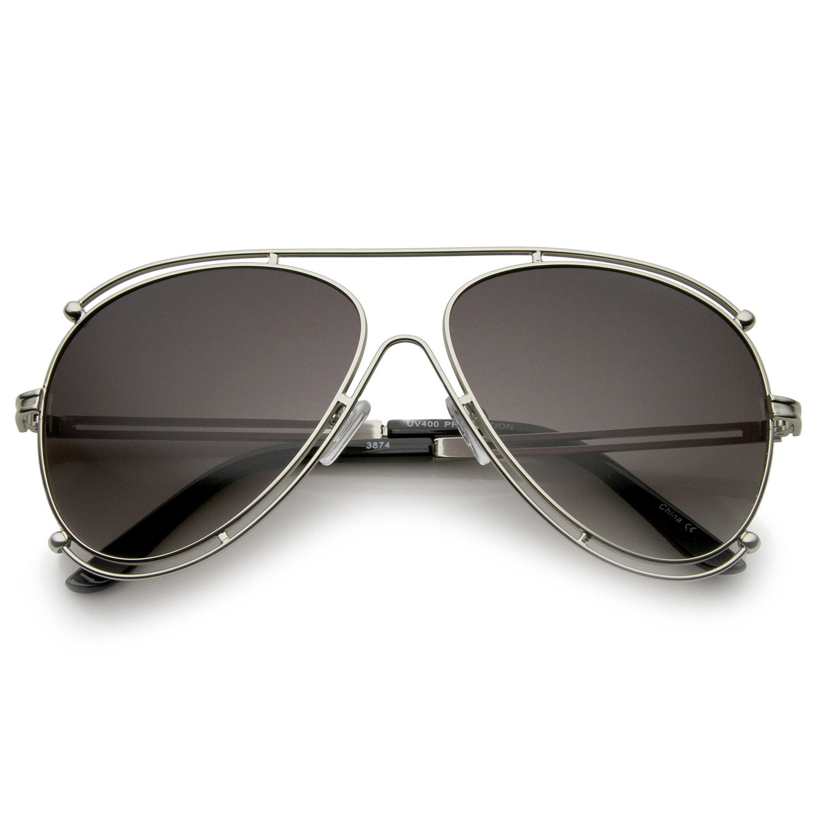 Oversize Modern Dual Wire Frame Aviator Sunglasses A327